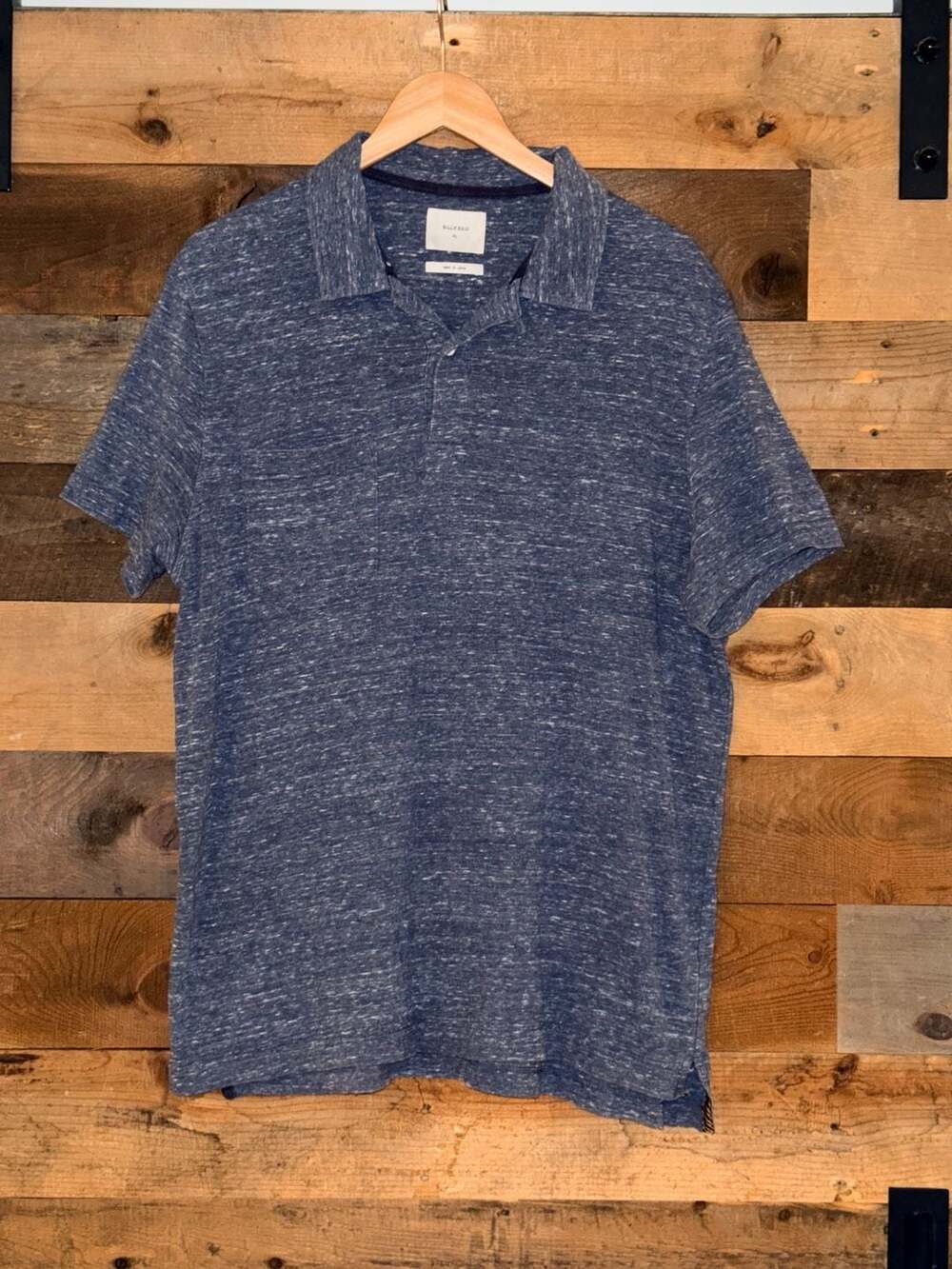 Billy Reid Blue Cotton Cupra Short Sleeve Polo Shirt XL